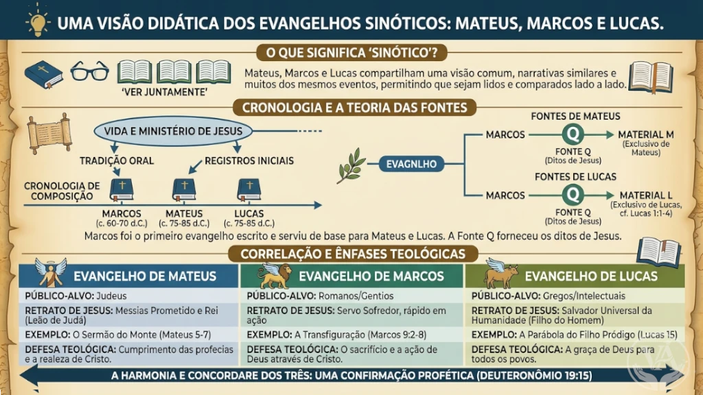 Evangelhos Sinóticos. Mas o que exatamente isso significa e por que eles são tão parecidos, mas ao mesmo tempo tão únicos?